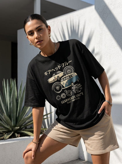 Gearheads Unite Oversized Graphic Tee