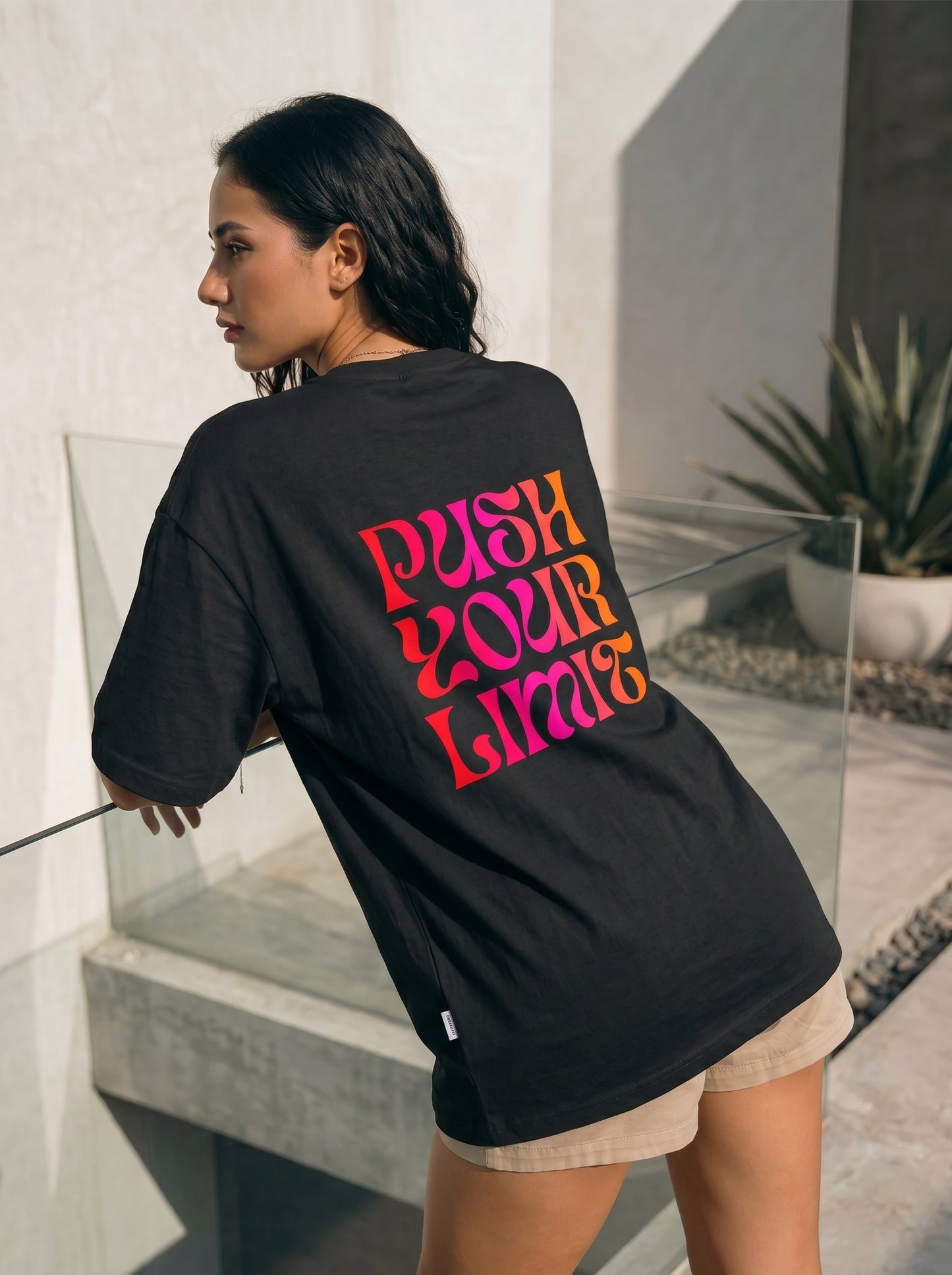 Push Your Limit Oversized Graphic T-Shirt