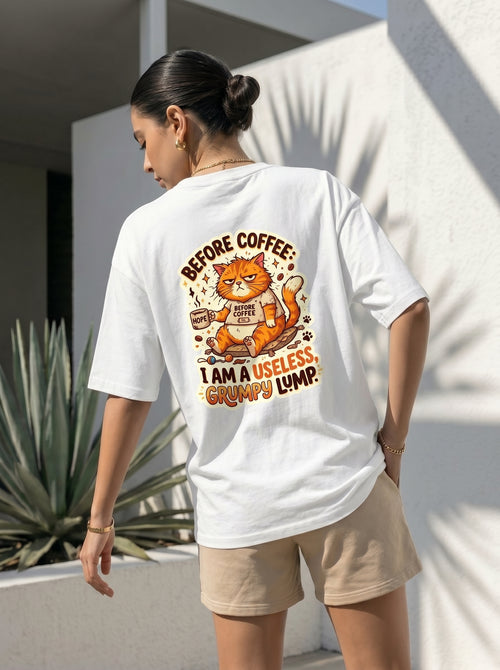Before Coffee Grumpy Cat Oversized T-Shirt