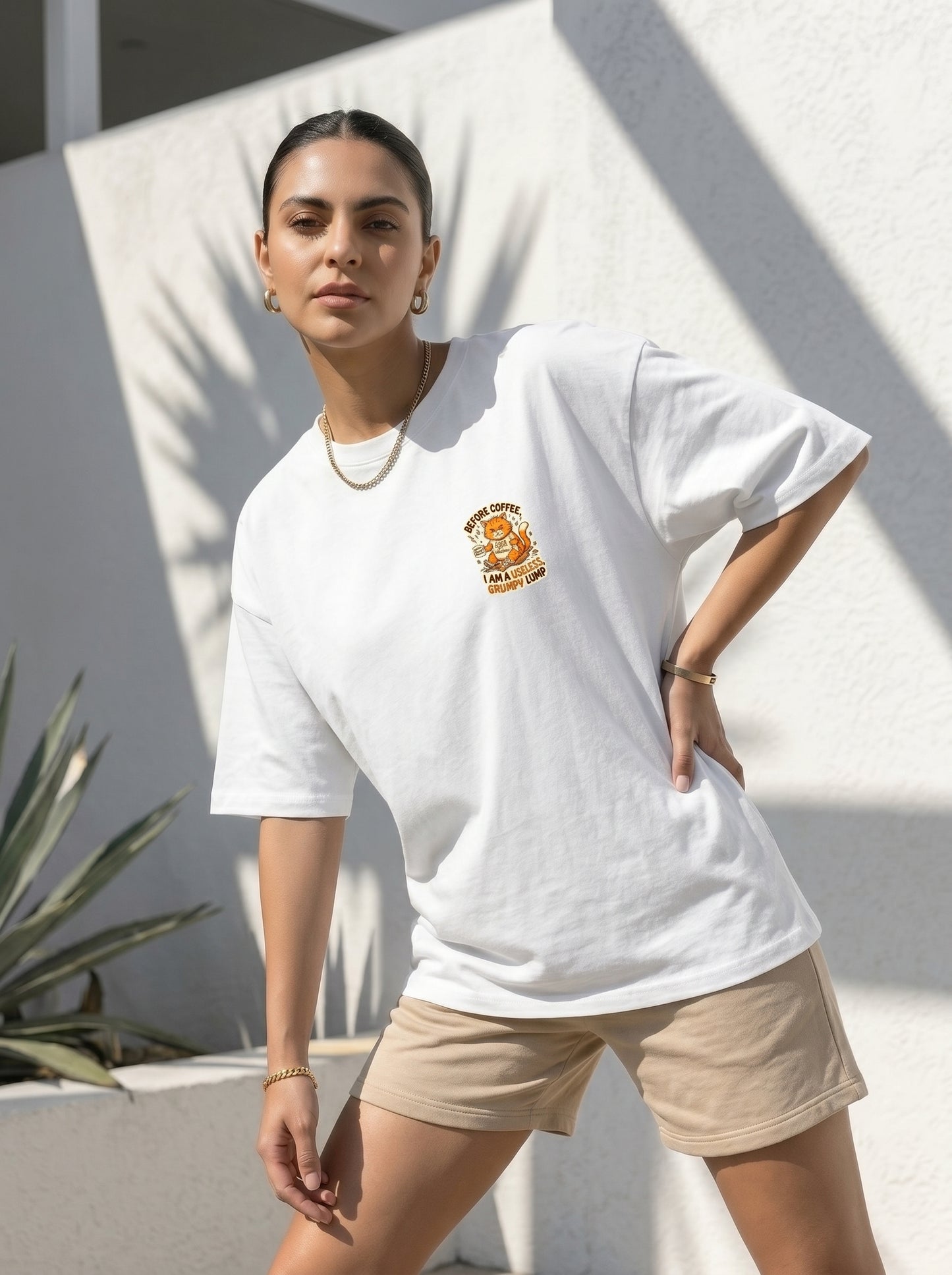Before Coffee Grumpy Cat Oversized T-Shirt