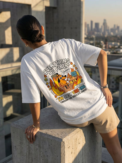 Everything Is Fine Chaos Dog Oversized T-Shirt