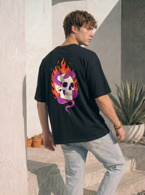 Skull & Serpent Flame Graphic Tee