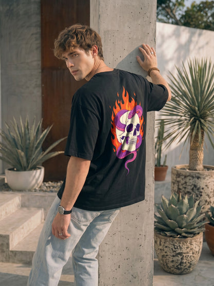 Skull & Serpent Flame Graphic Tee