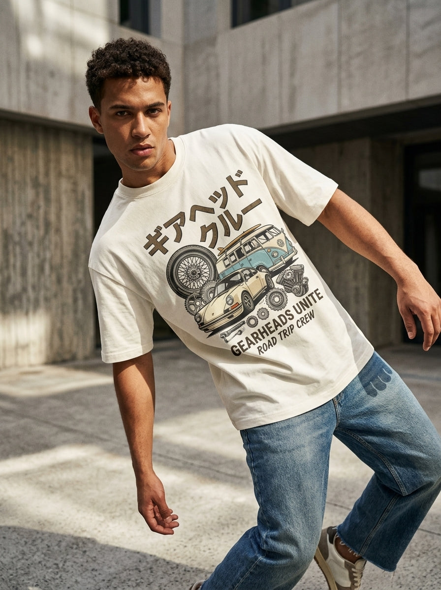 Gearheads Unite Oversized Graphic Tee
