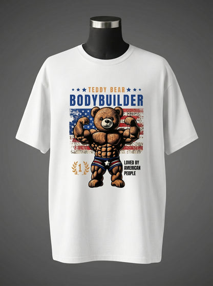 Teddy Bear Bodybuilder Oversized Tee – Loved by American People