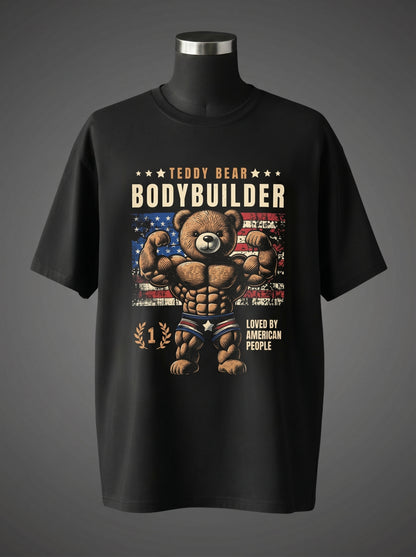 Teddy Bear Bodybuilder Oversized Tee – Loved by American People