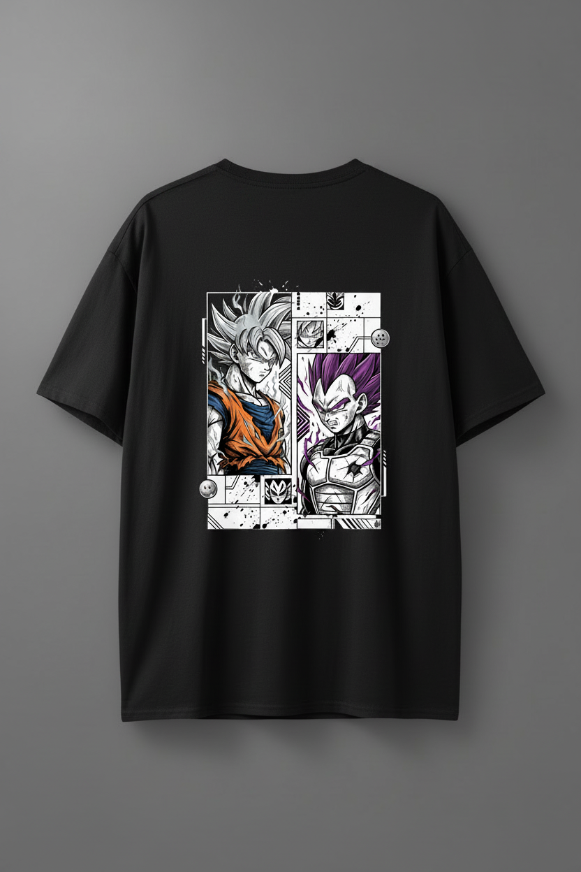 Goku & Vegeta – Black Tee Back Print