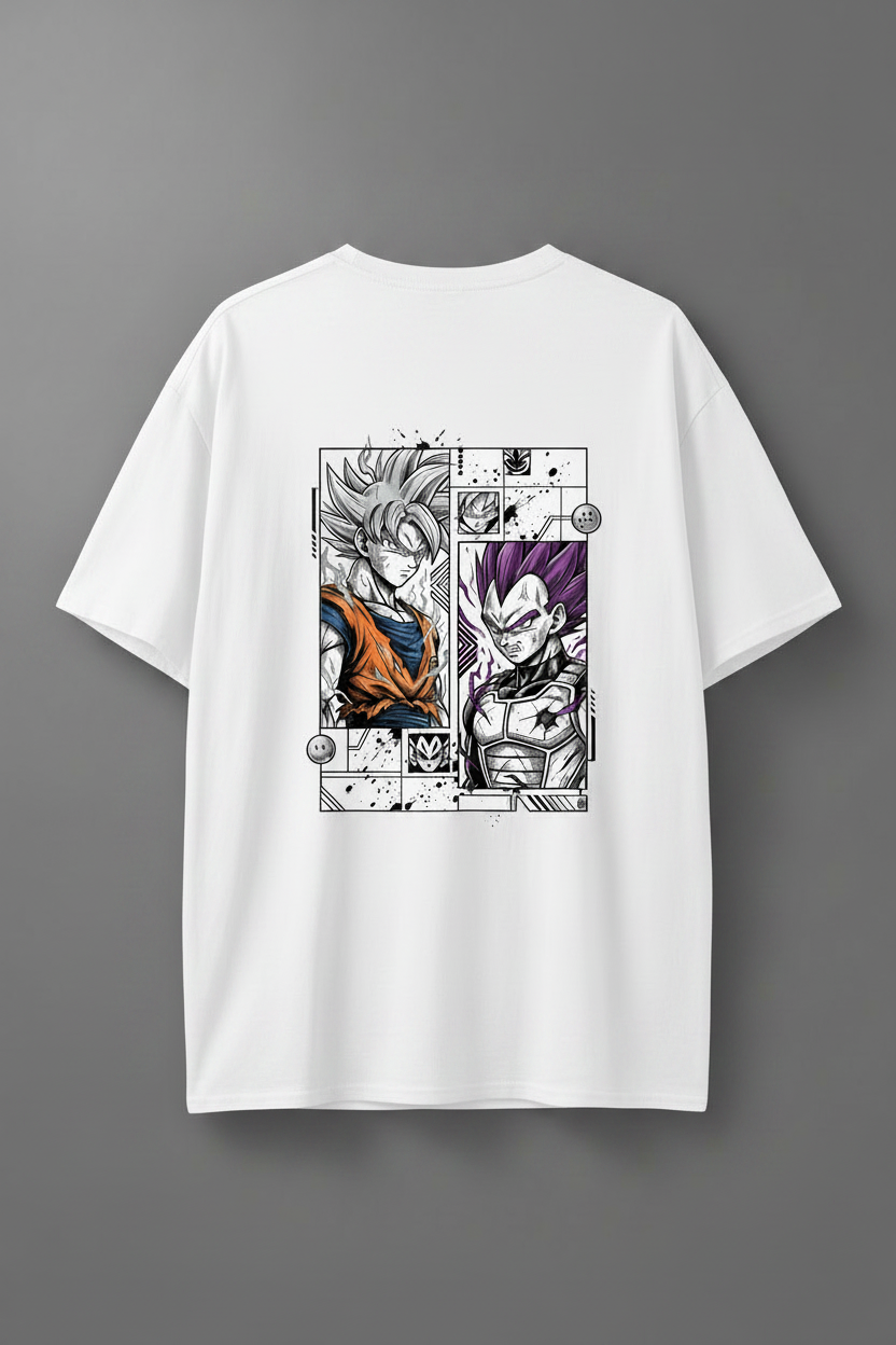 Goku & Vegeta – White Tee Back Print