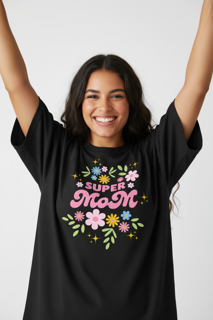 Hajar1 Super Mom Black Arms Up