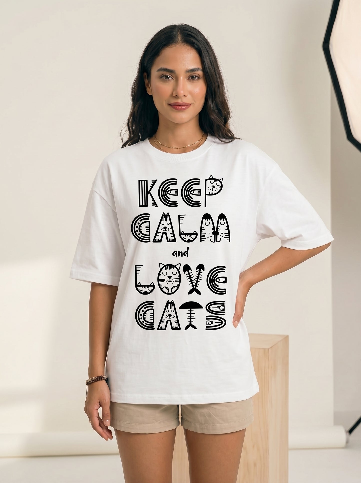 Keep Calm and Love Cats Graphic Tee