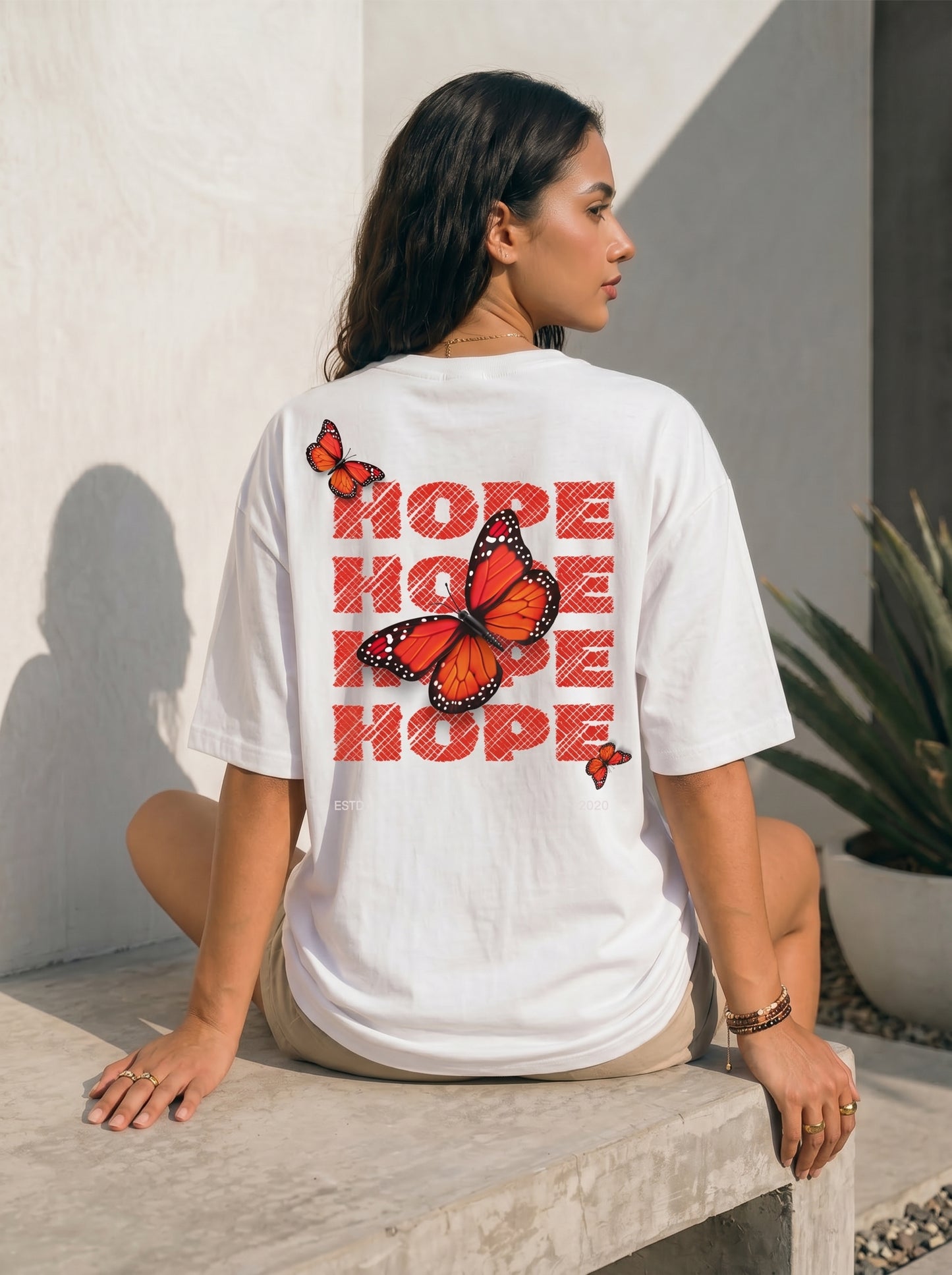 Hope Butterfly Oversized Graphic T-Shirt