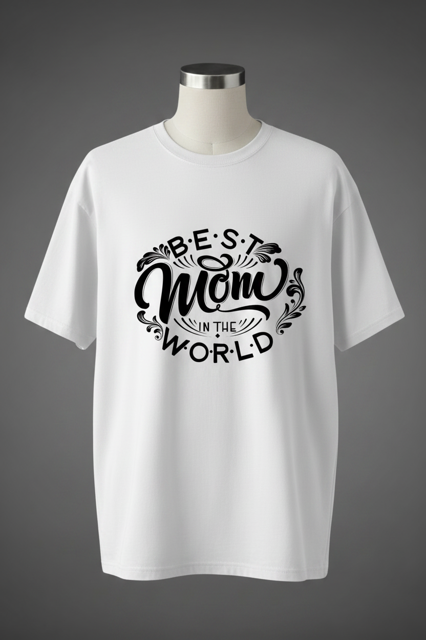 Best Mom in the World Oversized Tee – White