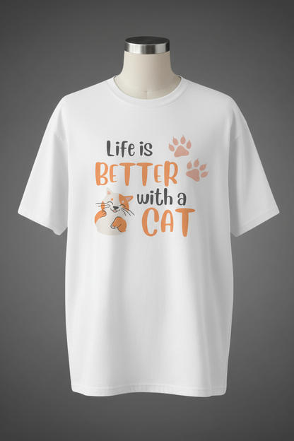 Life is Better with a Cat – White