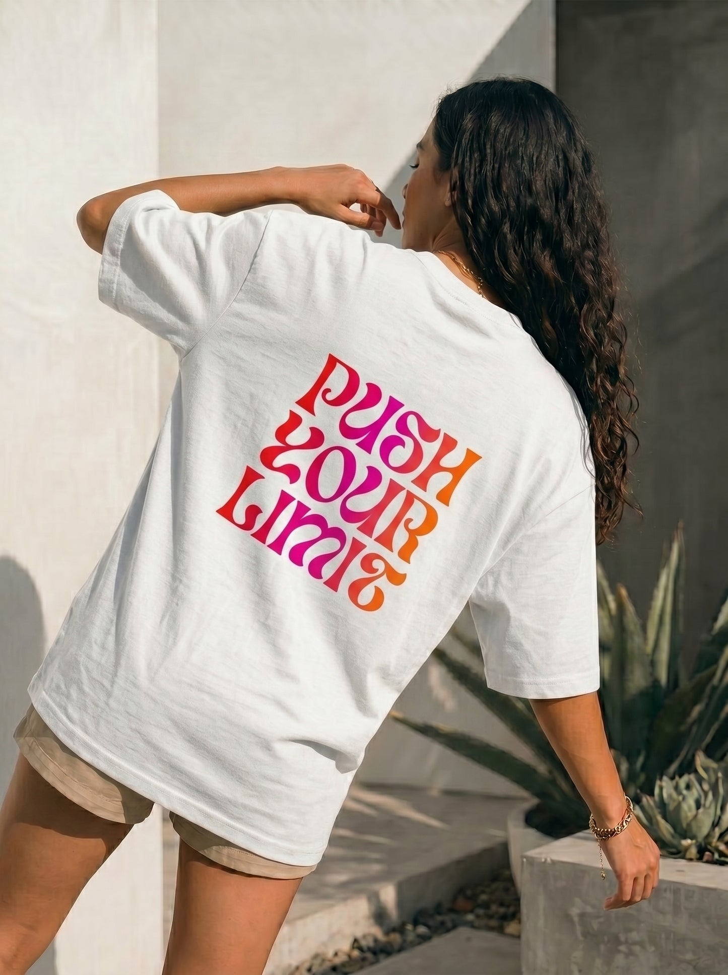 Push Your Limit Oversized Graphic T-Shirt