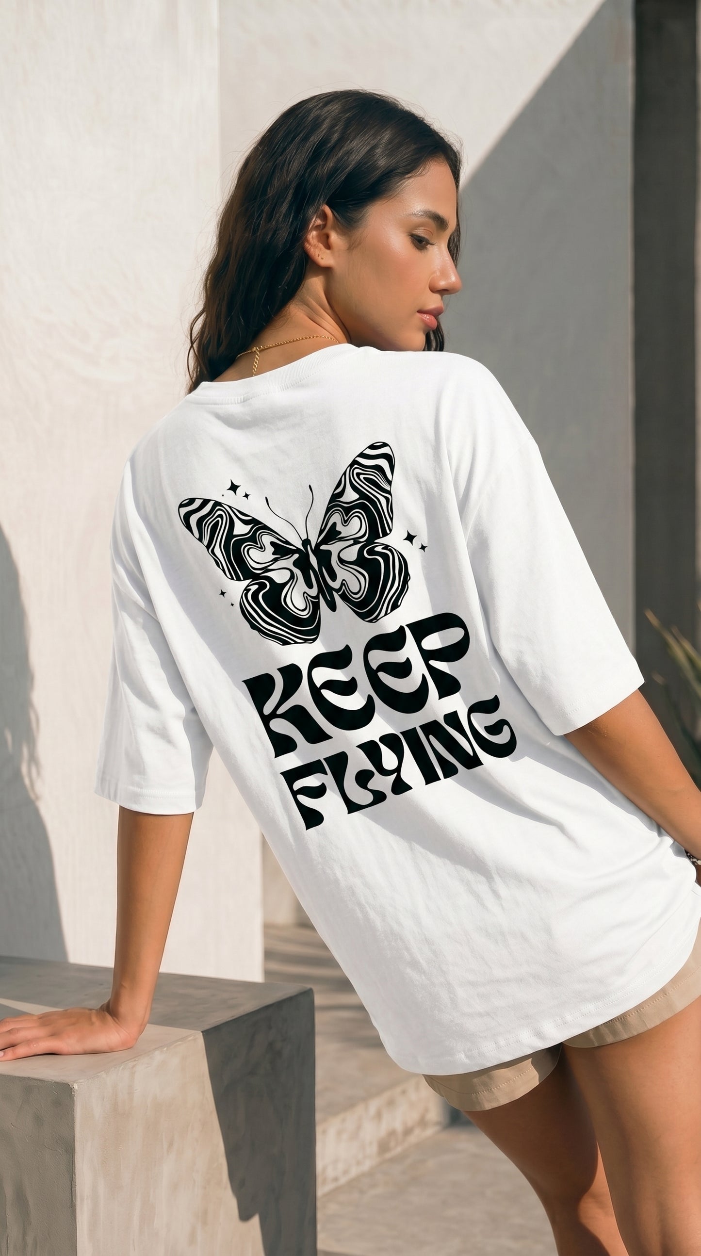 Keep Flying Butterfly Oversized Tee