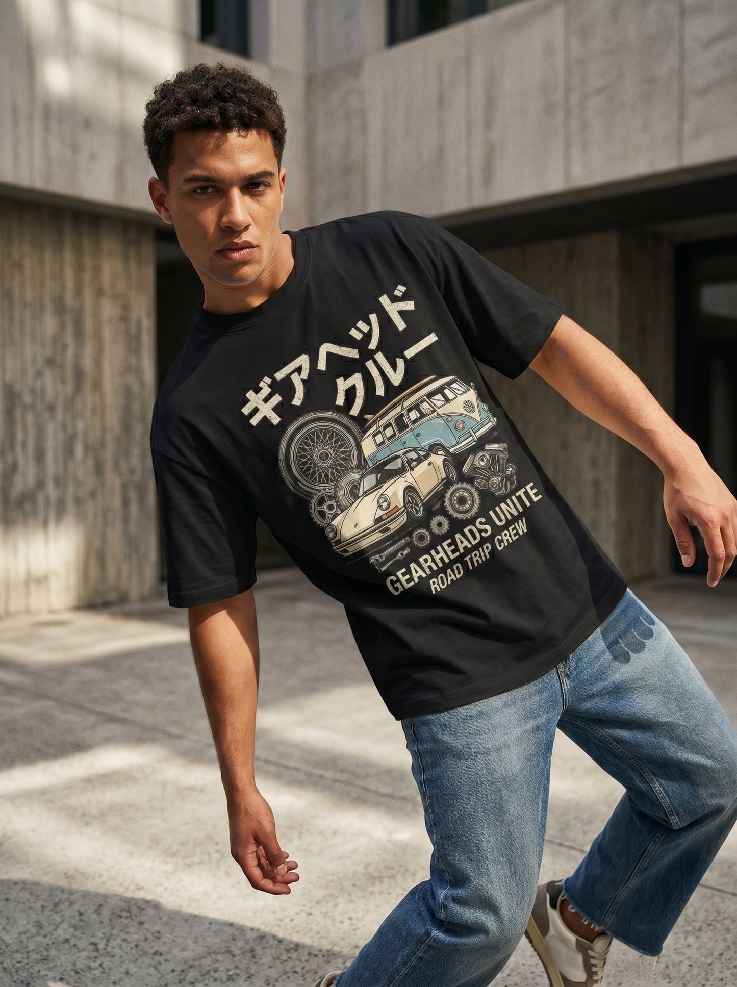 Gearheads Unite Oversized Graphic Tee
