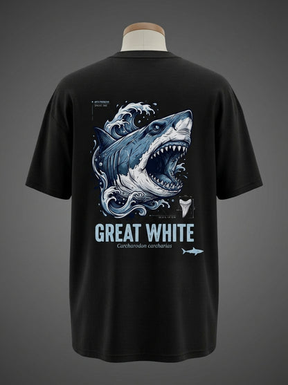 Great White Shark Oversized Tee – Deep Blue Terror